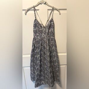 J. Crew Liberty London Junes Meadow navy floral sundress dress midi 0 Xs x-small